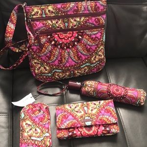 Vera Bradley purse, wallet, glasses case, and umbrella!!